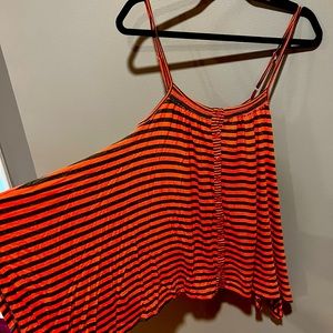 Ella Moss Medium strappy tank. Flowy orange striped tank
